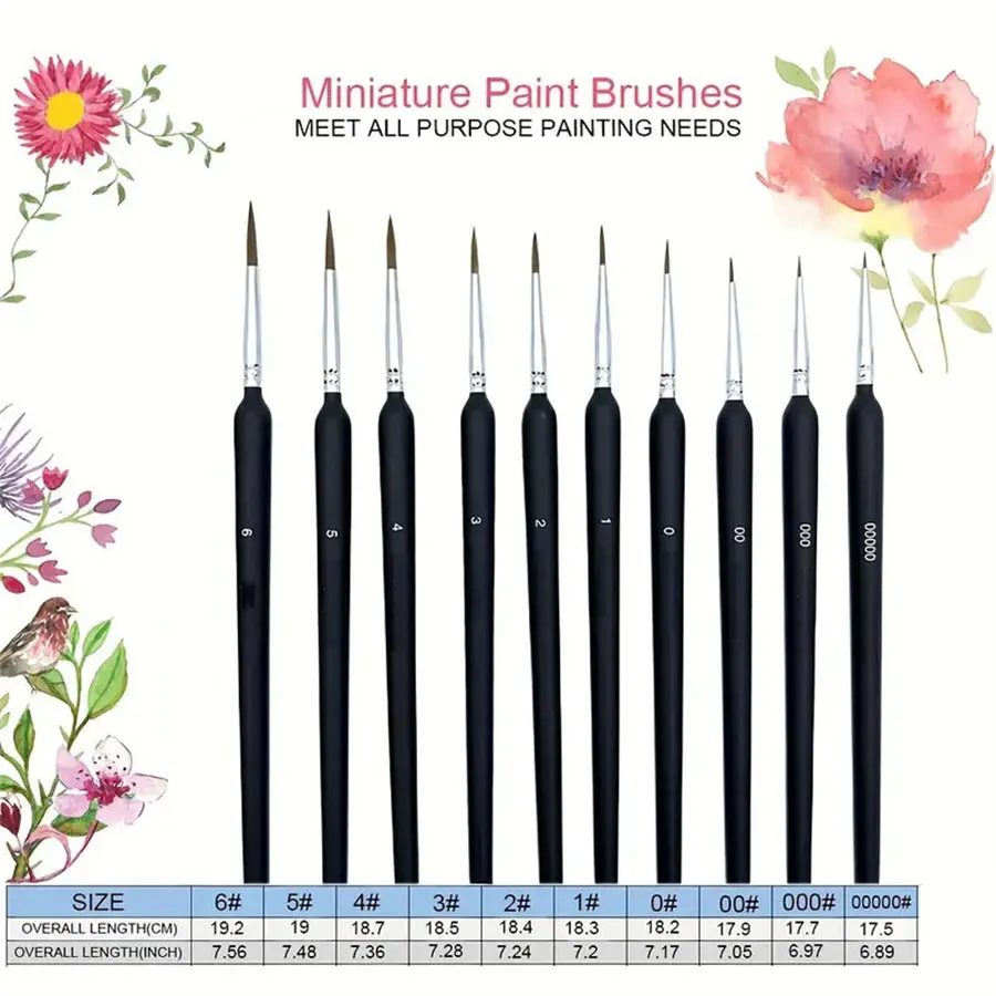 10pcs Miniature Paint Brushes 3