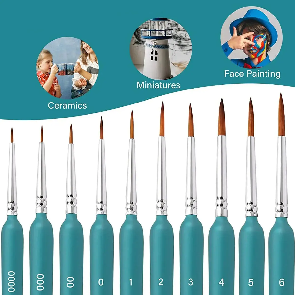 10pcs Miniature Paint Brushes 6