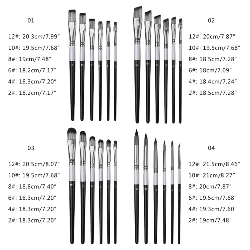 6PCS Professional Artist Paintbrush Set 6