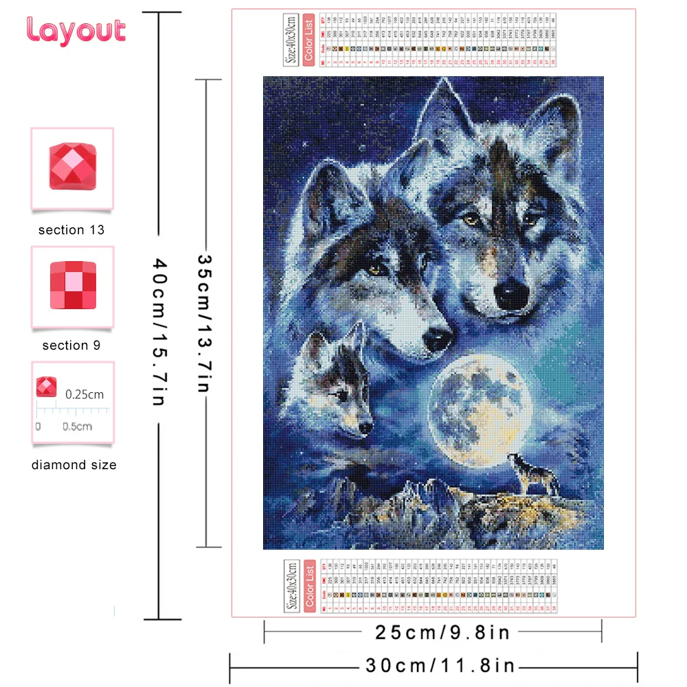 Huacan Wolf & Moon Diamond Painting Kit 2