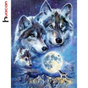 Huacan Wolf & Moon Diamond Painting Kit 1