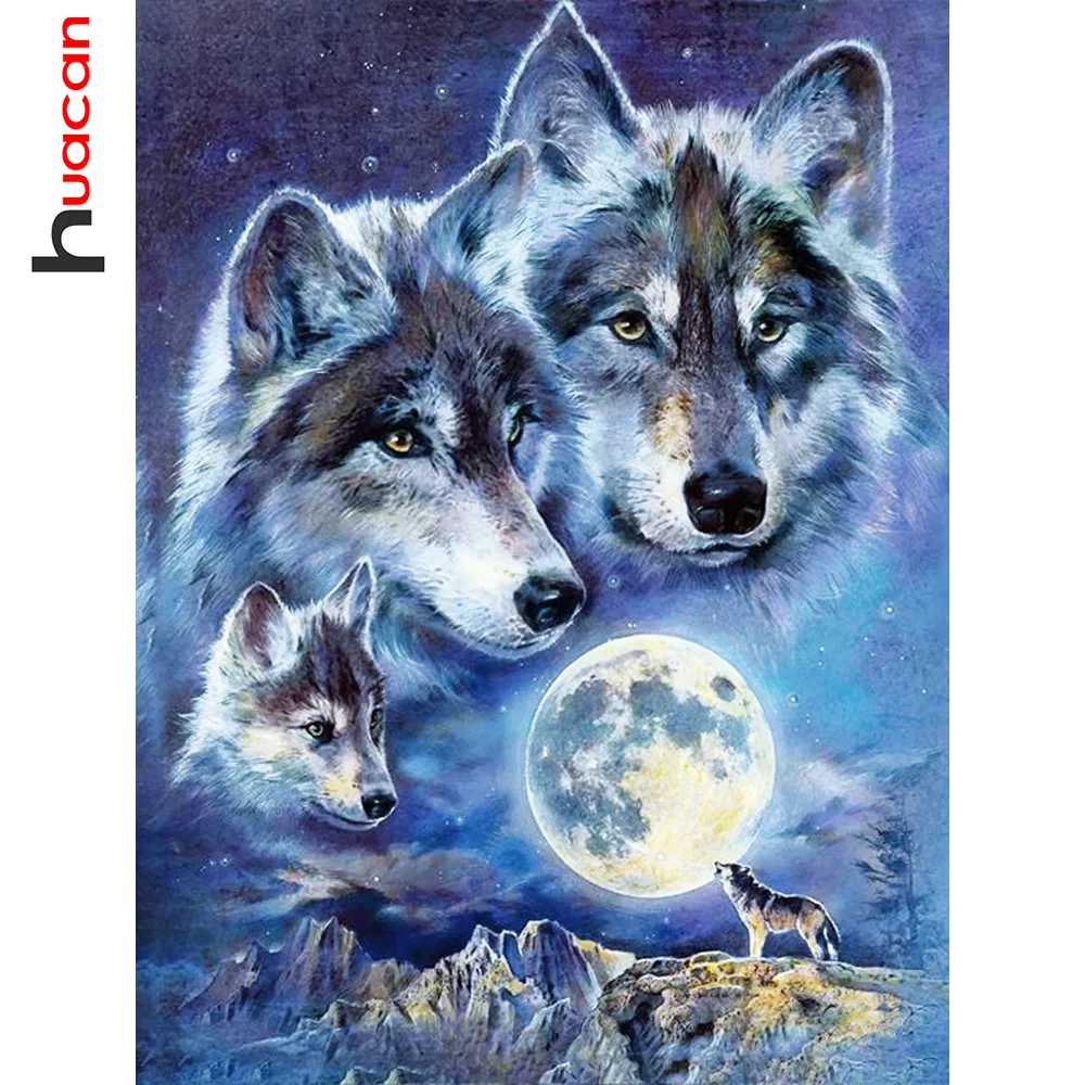 Huacan Wolf & Moon Diamond Painting Kit 1