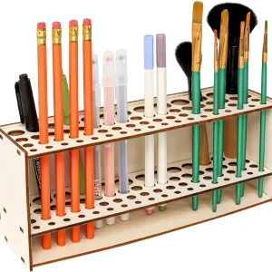 67-Hole Wooden Paintbrush Holder 1