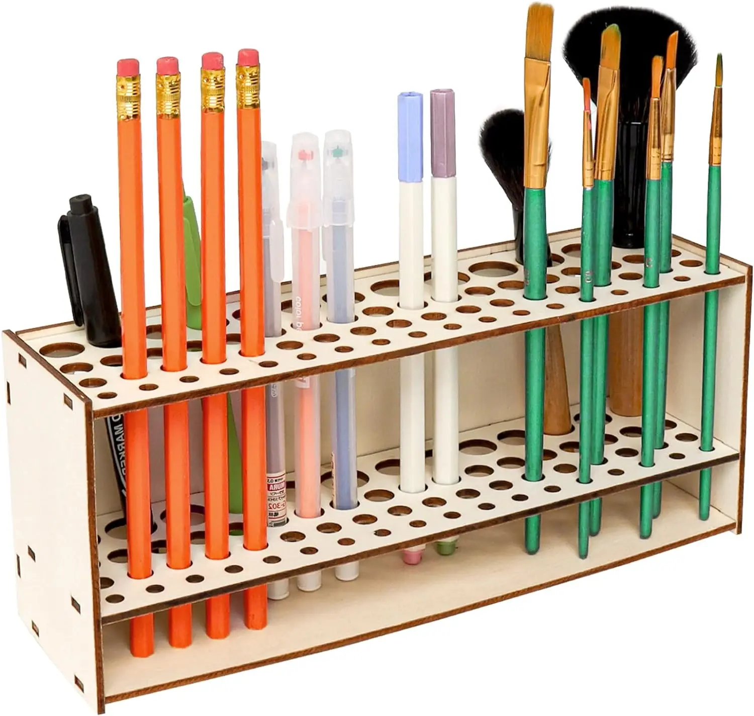 67-Hole Wooden Paintbrush Holder 1