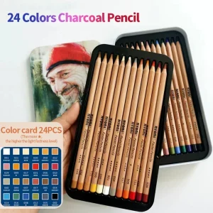 NYONI 24-Color Charcoal Pencil Set 1