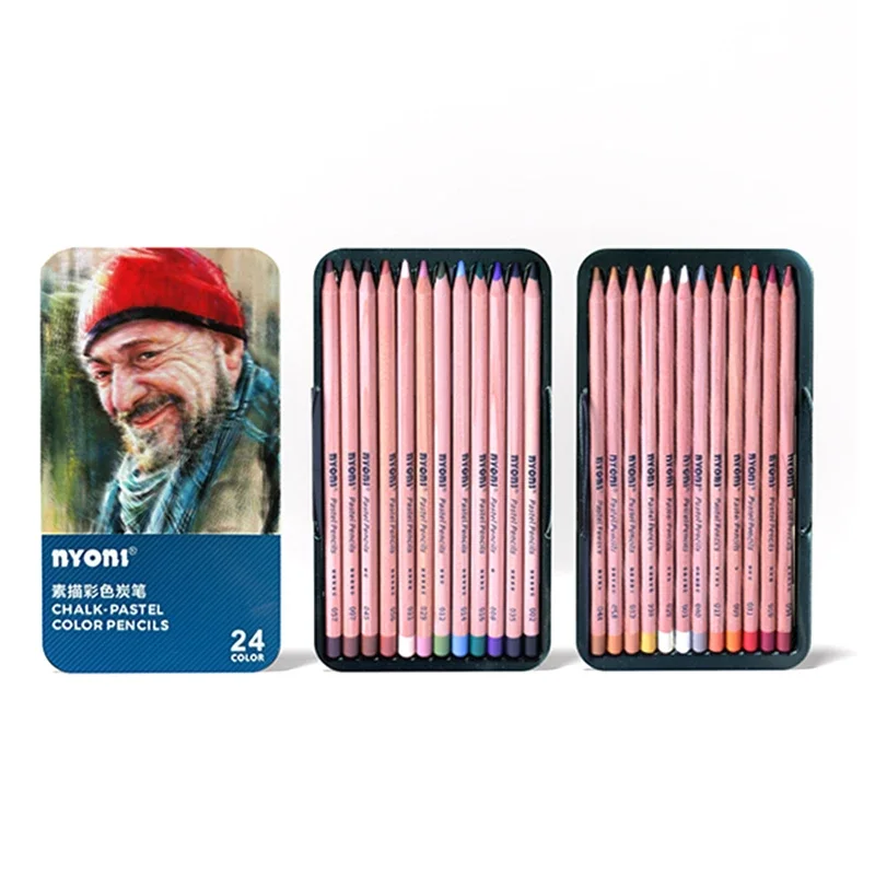 NYONI 24-Color Charcoal Pencil Set 6