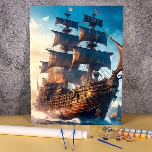 Sunset Pirate Boat Paint by Numbers Kit 1