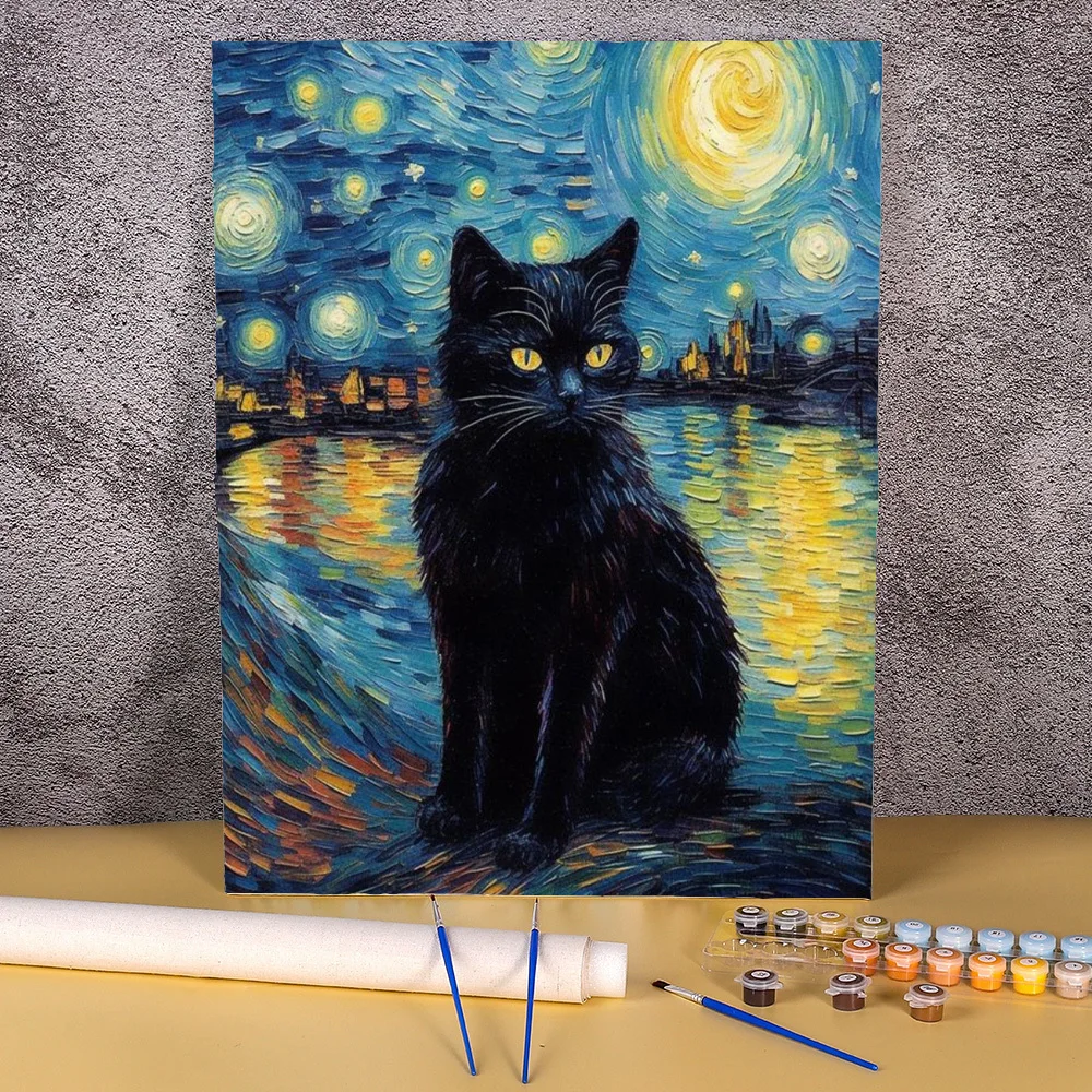Abstract Cat DIY Paint By Numbers Kit 1