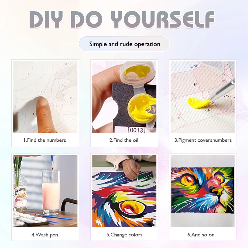 DIY Cat Painting by Numbers Kit 3