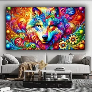 Large DIY Colorful Wolf Diamond Painting Kit 1